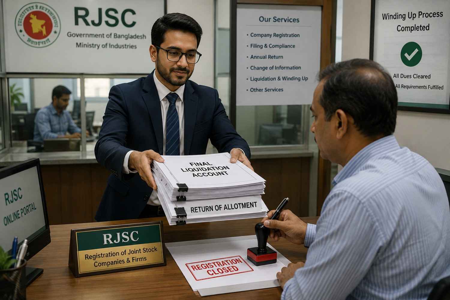 RJSC online portal company winding up application