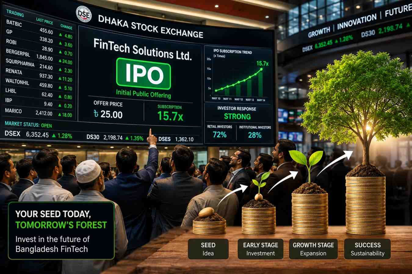 Dhaka Stock Exchange IPO growth chart for company share allotment Bangladesh