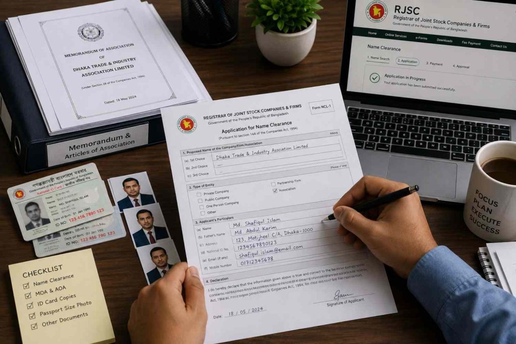 Statutory declaration signing and notarization for RJSC foundation registration Bangladesh legal compliance