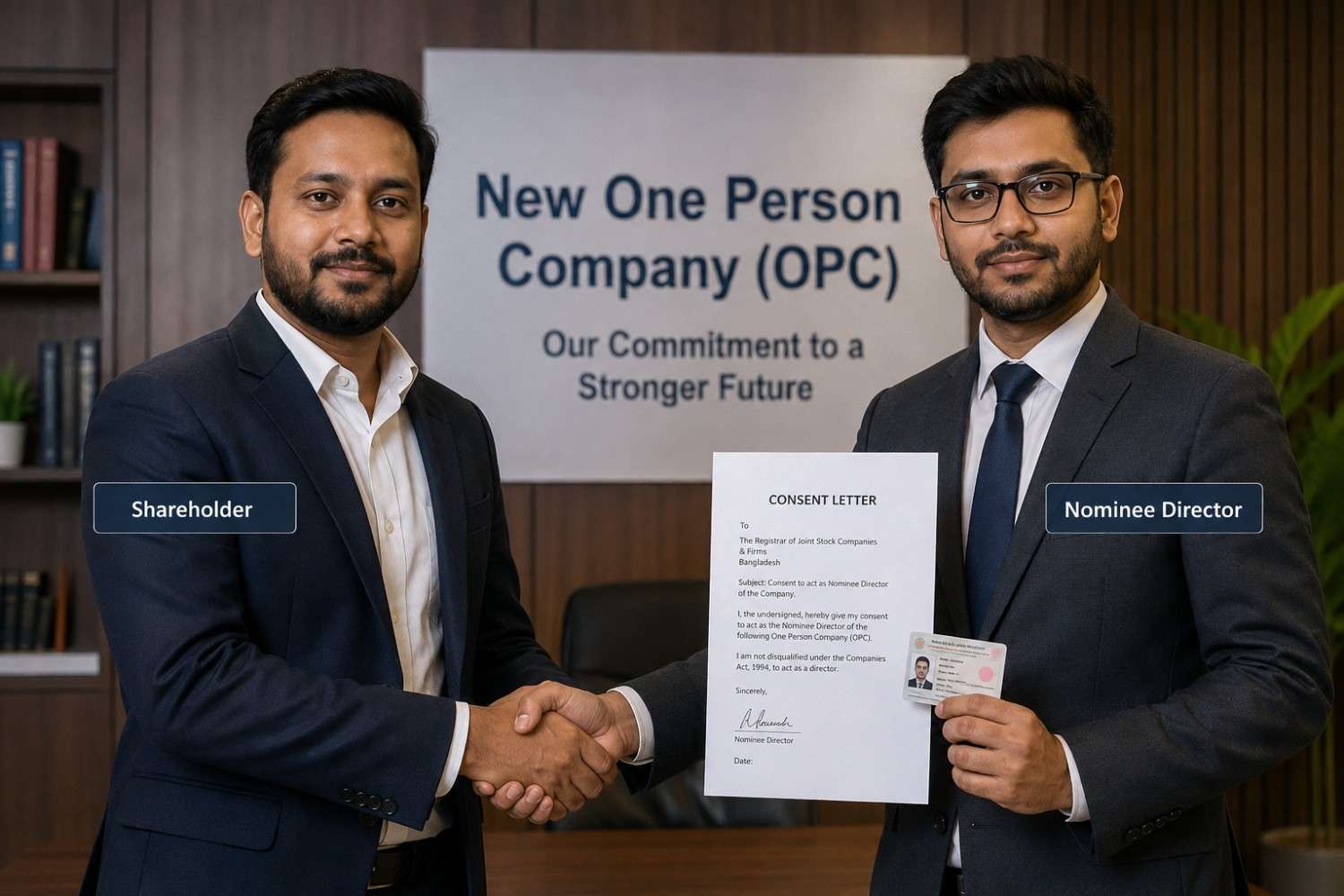OPC shareholder and nominee director signing consent letter in Bangladesh